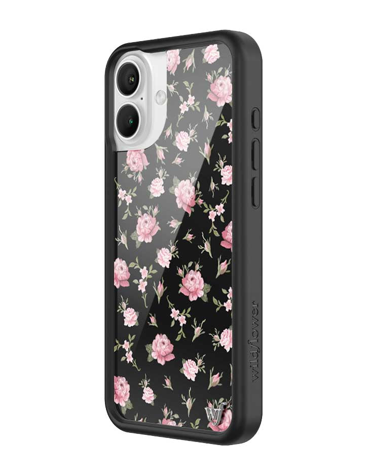 Black and Pink Floral iPhone Case