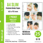A4 Slim Binder Pages for Seven-Card Sets, 63x93mm Top-Loading Pockets in Clear 100 Micron Polypropylene