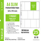 A4 Slim Binder Pages for Seven-Card Sets, 63x93mm Top-Loading Pockets in Clear 100 Micron Polypropylene