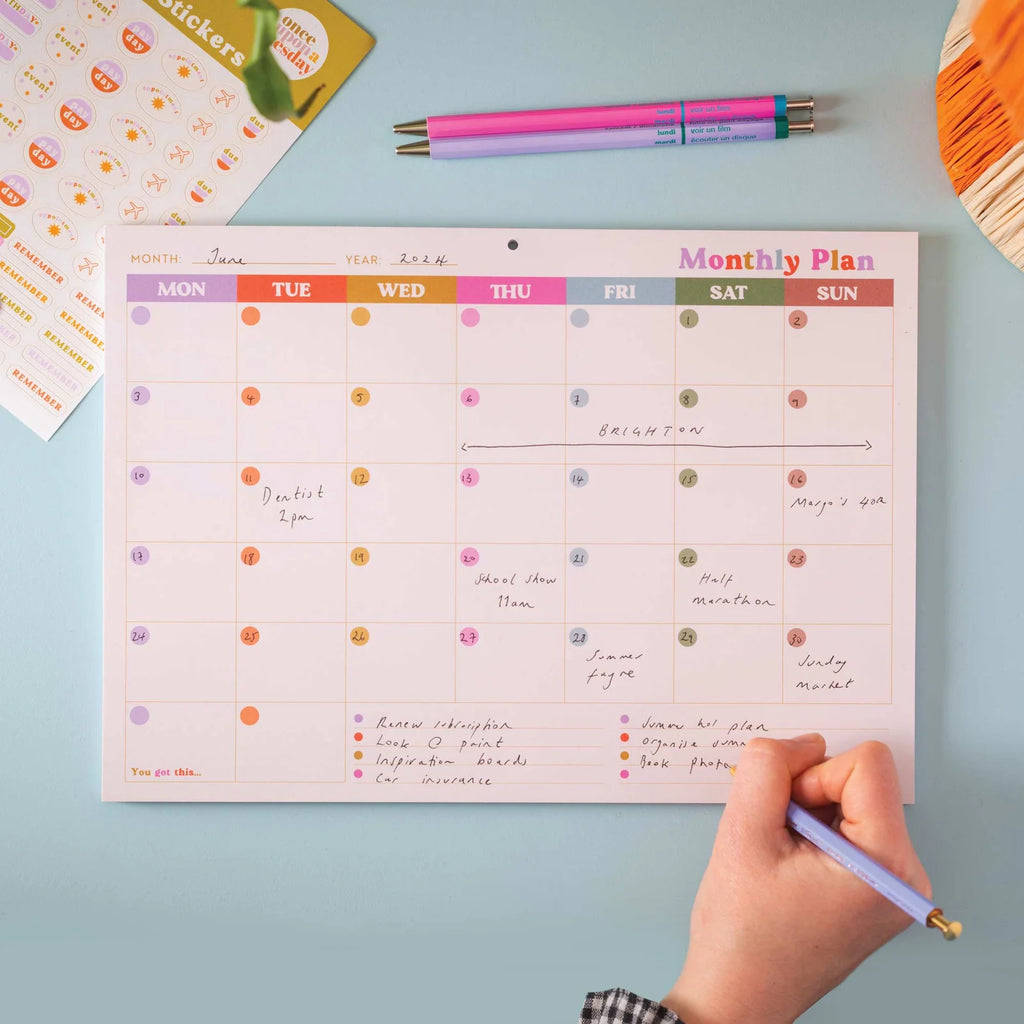 A4 Undated Monthly Planner Pad