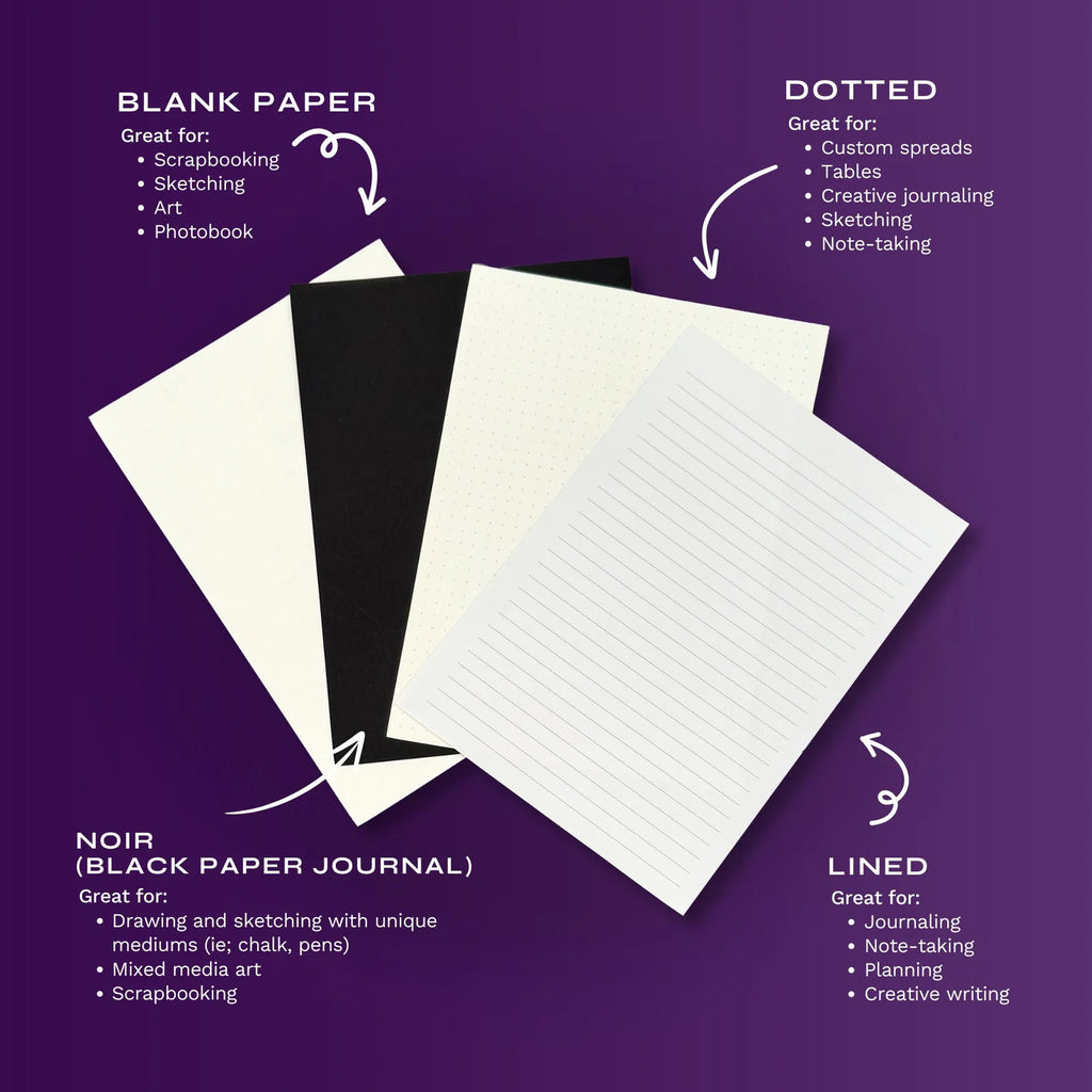 A5 Journal with Lined, Dotted, or Blank Pages and Luxe Foiling for Writing, Planning, Sketching, and Notes