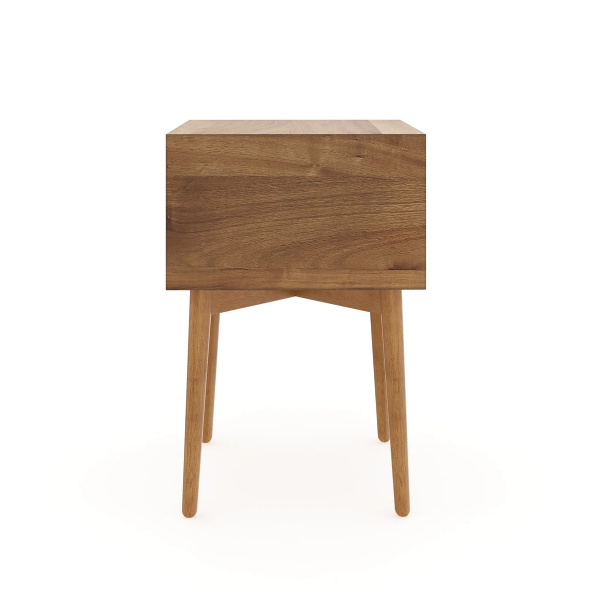 Acacia Veneer Mid-Century Nightstands, Set of 2