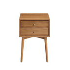 Acacia Veneer Mid-Century Nightstands, Set of 2