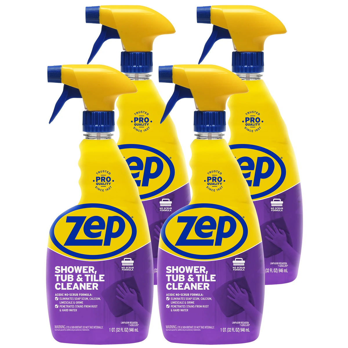 Acidic No-Scrub Shower, Tub & Tile Cleaner, 32 oz, Case of 4