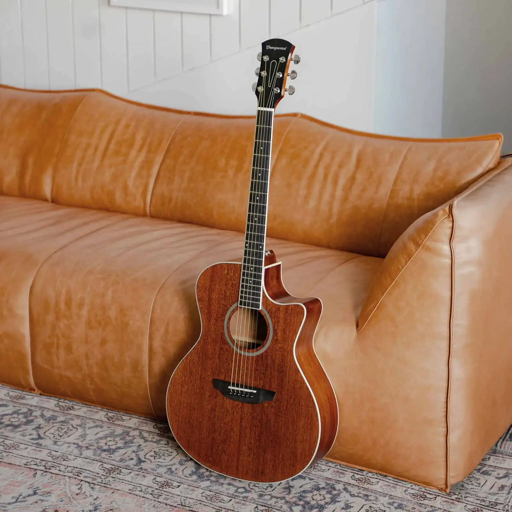 Acoustic Guitar in a Right-Handed Grand Auditorium Cutaway Shape
