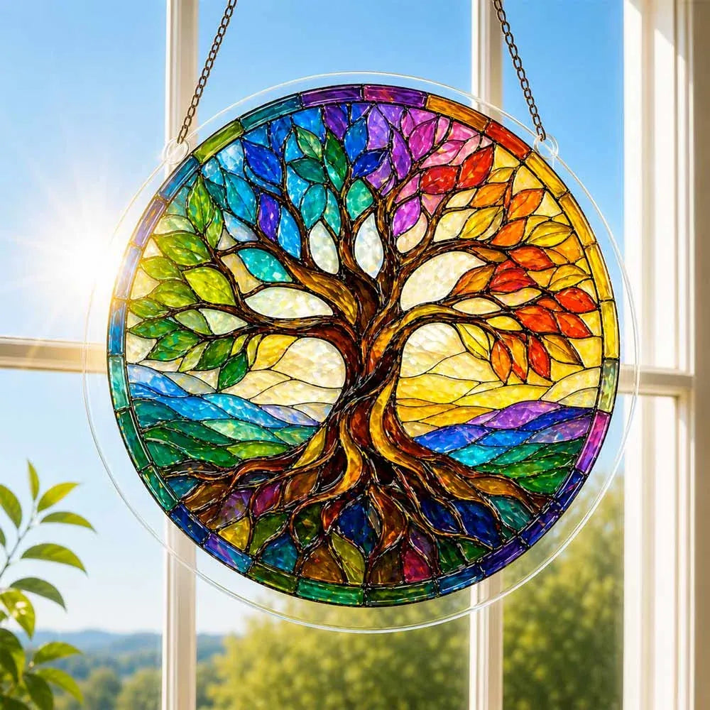 Acrylic Tree Suncatcher Jigsaw Puzzle for Adults, Creative Decorative Craft with Multiple Size