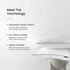 Adjustable Cloud Pillow with Three Height, Removable Inserts, Standard or King Size, Single or 2 Pack