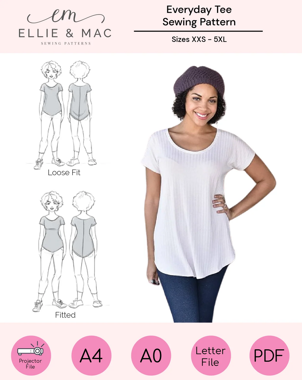 Adult Tee PDF Sewing Pattern