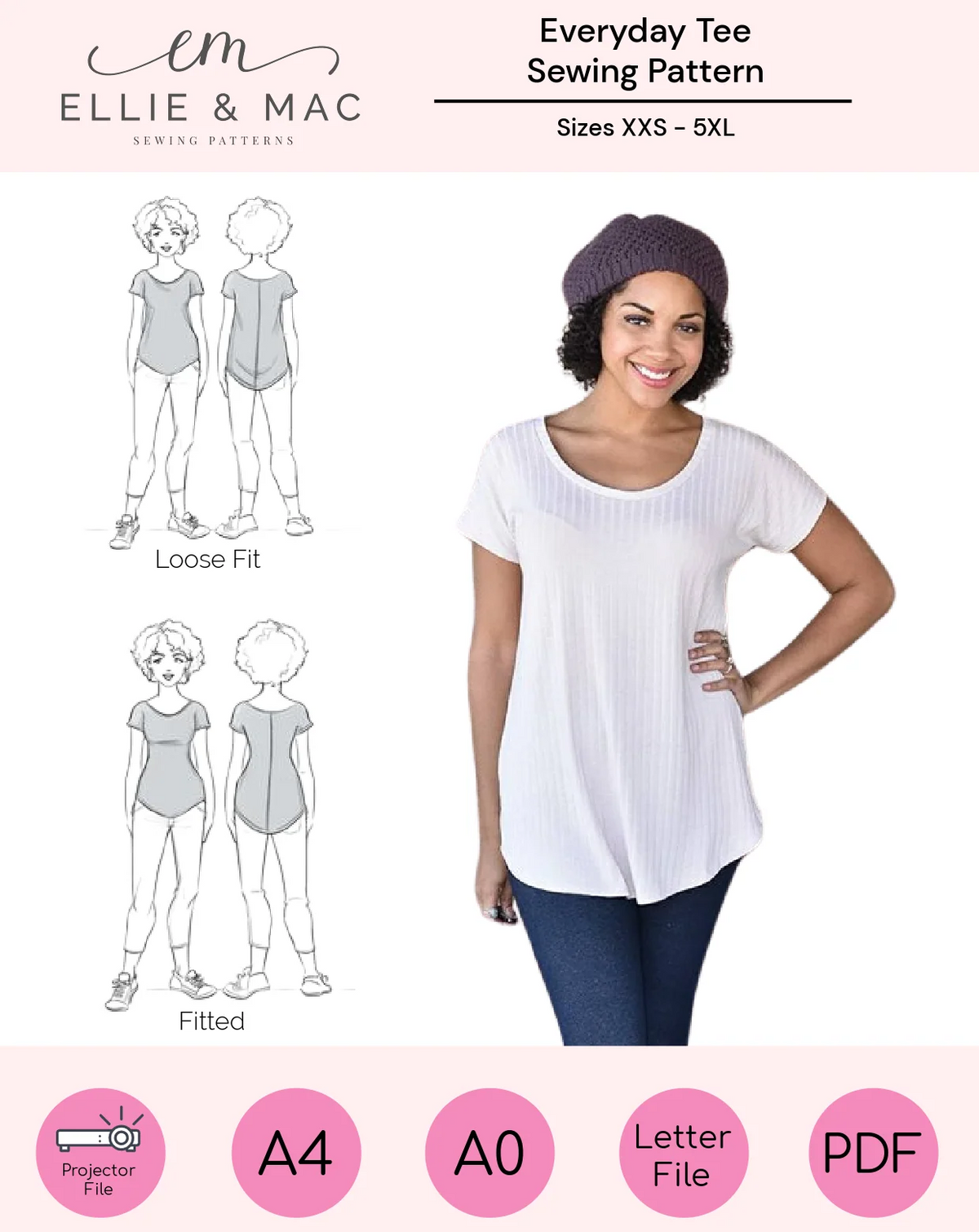 Adult Tee PDF Sewing Pattern
