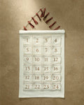 Advent Calendar with 24 Numbered Pockets in a Natural Cotton-Linen Blend for Christmas Holiday Decor — One Size