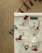 Advent Calendar with 24 Numbered Pockets in a Natural Cotton-Linen Blend for Christmas Holiday Decor