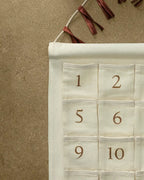 Advent Calendar with 24 Numbered Pockets in a Natural Cotton-Linen Blend for Christmas Holiday Decor