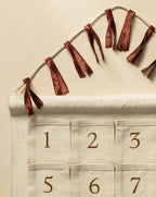 Advent Calendar with 24 Numbered Pockets in a Natural Cotton-Linen Blend for Christmas Holiday Decor