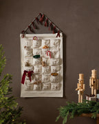 Advent Calendar with 24 Numbered Pockets in a Natural Cotton-Linen Blend for Christmas Holiday Decor