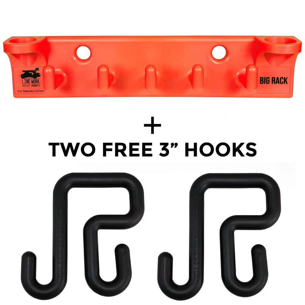 Aerial Work Platform Tool Organizer Rack with Two 3-Inch Hooks, Hammer Loops and 1,000 lb Total Working Load