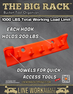 Aerial Work Platform Tool Organizer Rack with Two 3-Inch Hooks, Hammer Loops and 1,000 lb Total Working Load