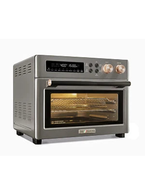 Air Fryer Toaster Oven with 10-in-1 Cooking Functions, Infrared Convection and Metallic Grey Steel Finish