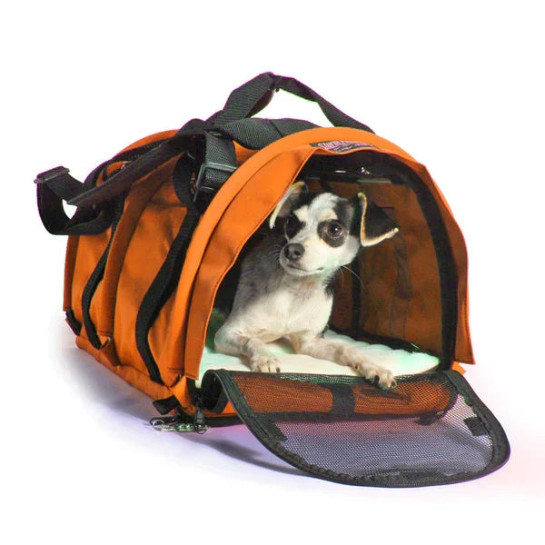 Air Travel Pet Carrier with Flex-Height Design, Mesh Ventilation, Safety Tether and Washable Comfort Pad