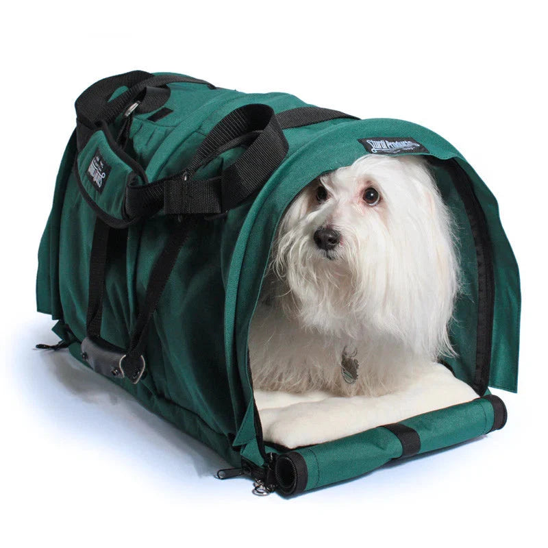 Air Travel Pet Carrier with Flex-Height Design, Mesh Ventilation, Safety Tether and Washable Comfort Pad