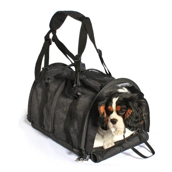 Air Travel Pet Carrier with Flex-Height Design, Mesh Ventilation, Safety Tether and Washable Comfort Pad