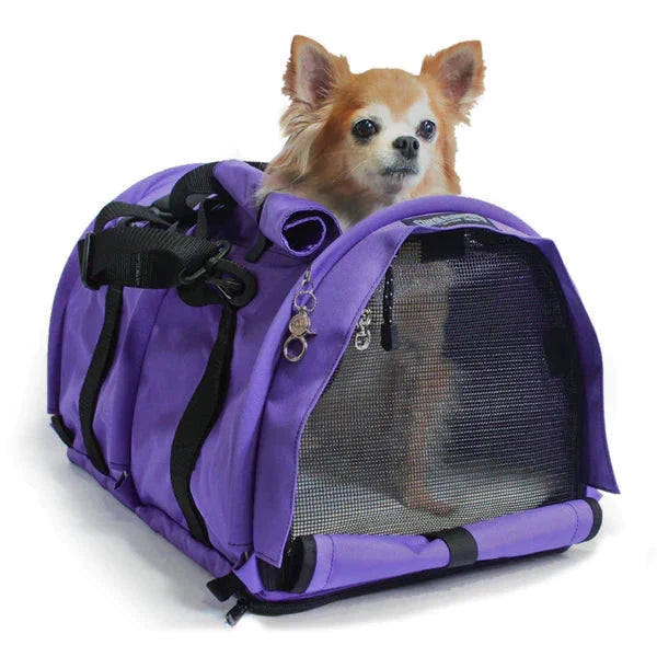 Air Travel Pet Carrier with Flex-Height Design, Mesh Ventilation, Safety Tether and Washable Comfort Pad