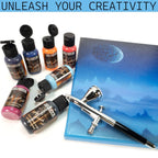 Airbrush Paint Sets for Beginners in Water-Based Acrylic, from Primary Colors to Metallic and Fluorescent Sets