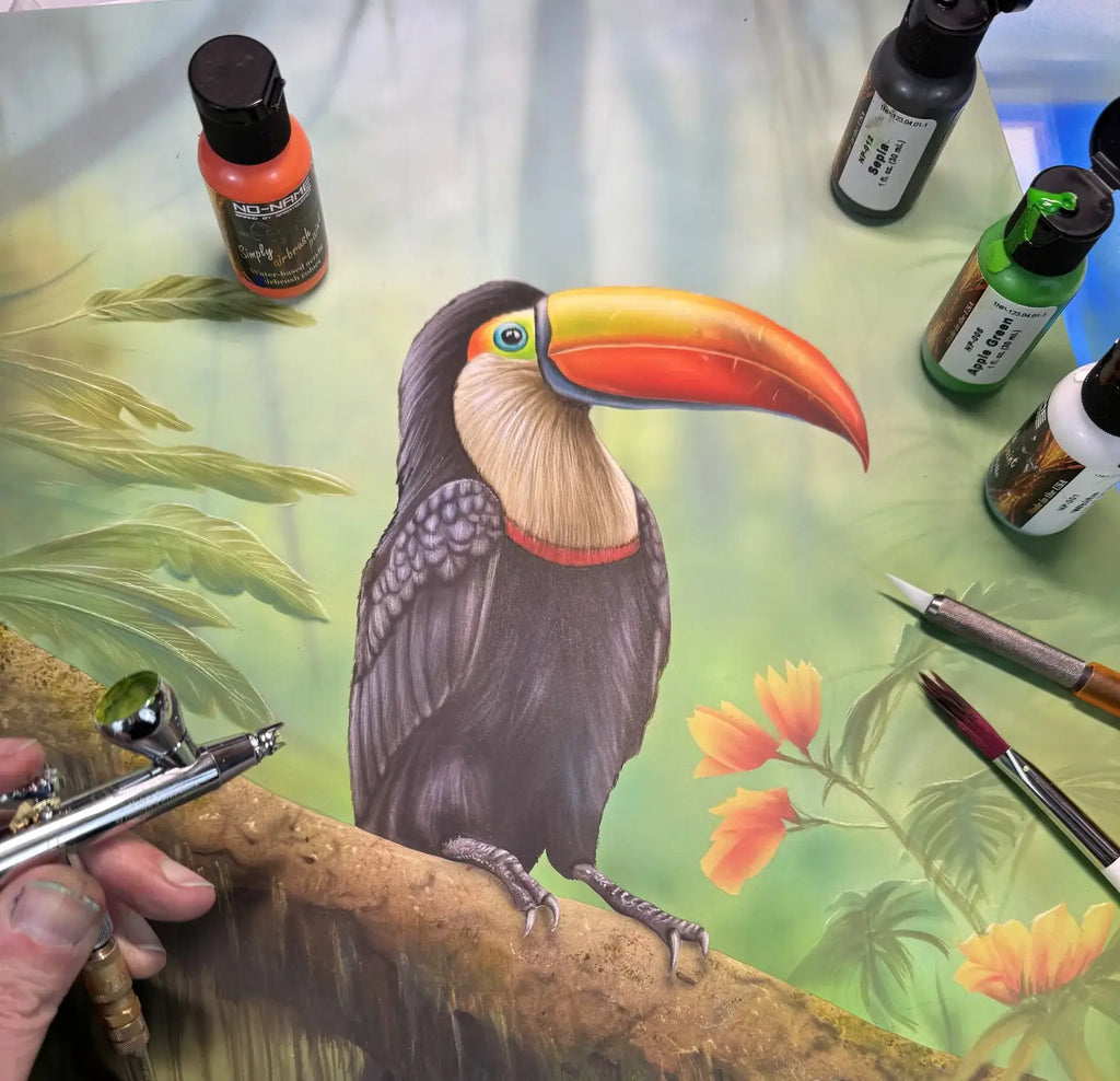 Airbrush Paint Sets for Beginners in Water-Based Acrylic, from Primary Colors to Metallic and Fluorescent Sets