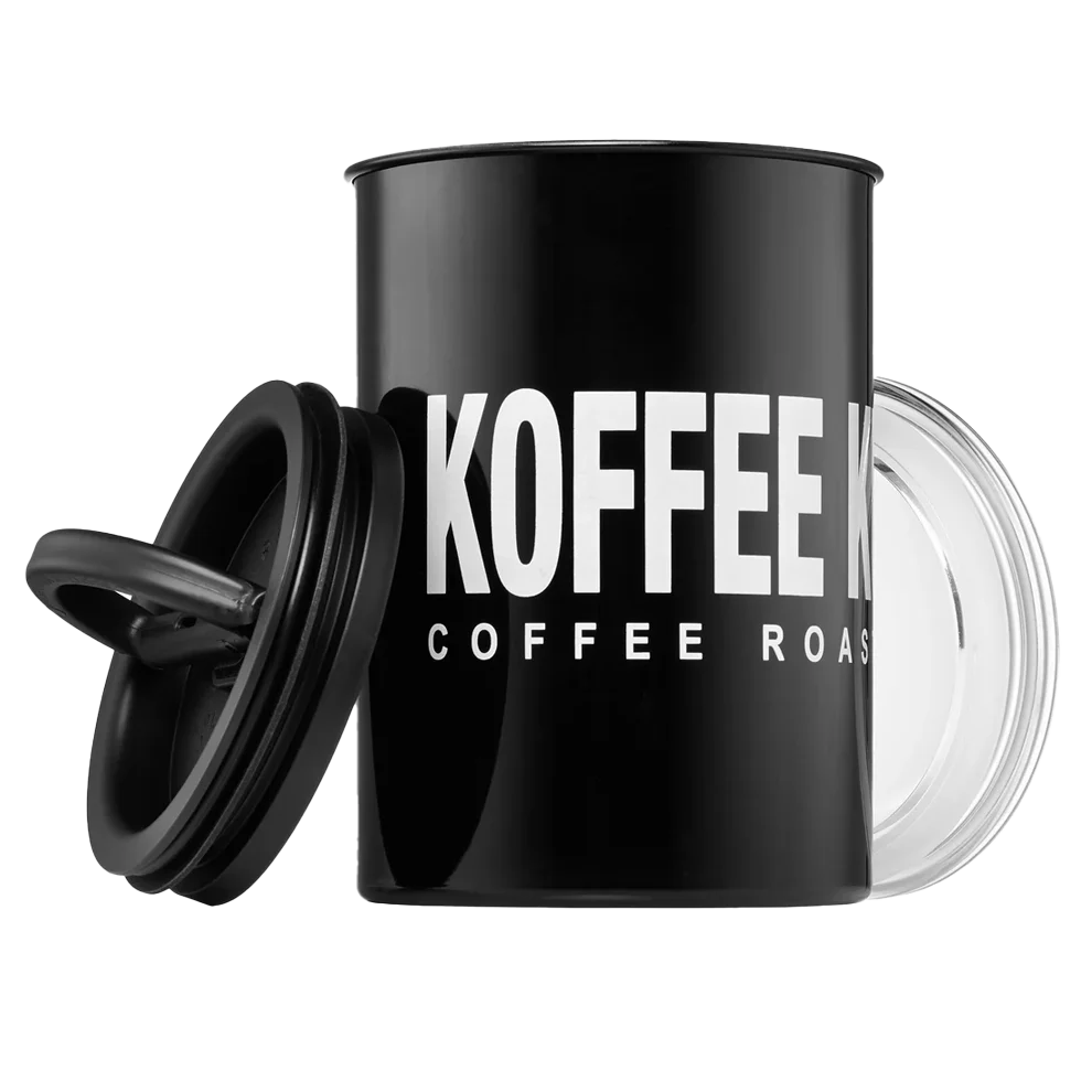 Airtight Coffee Storage Canister in Matte Black Stainless Steel