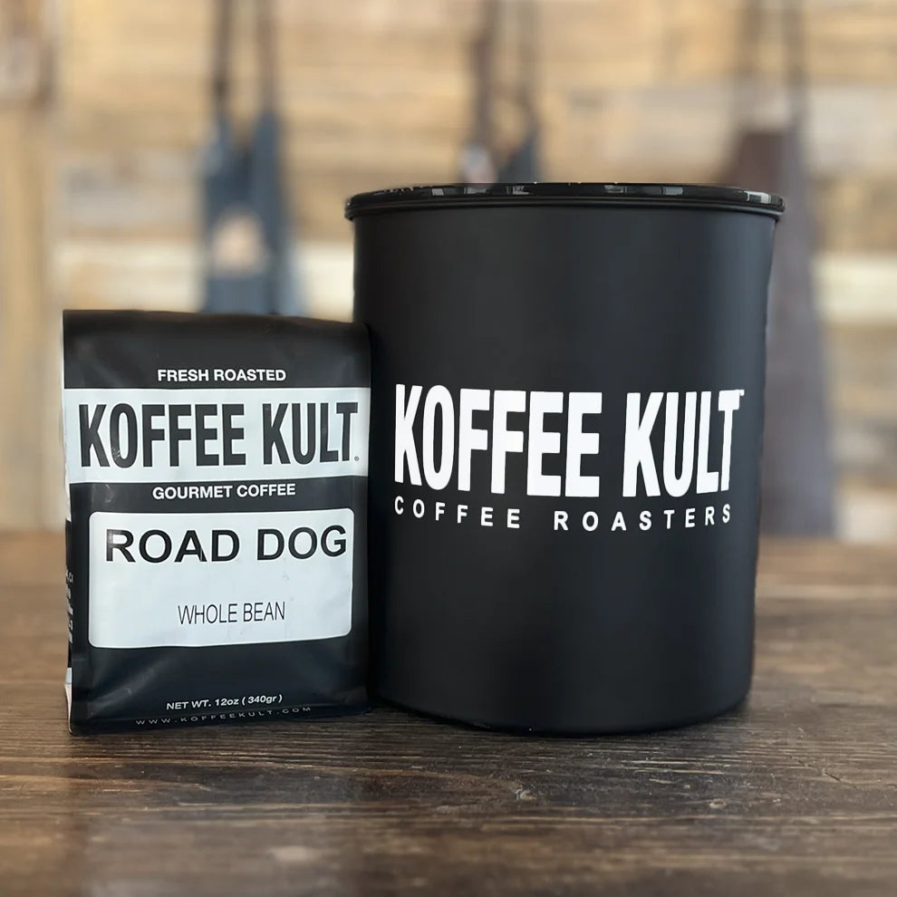 Airtight Coffee Storage Canister in Matte Black Stainless Steel