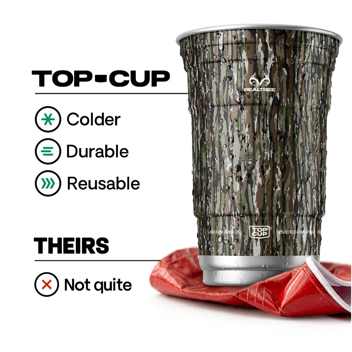 Aluminum Party Cups in Original Camouflage, Reusable 20 oz