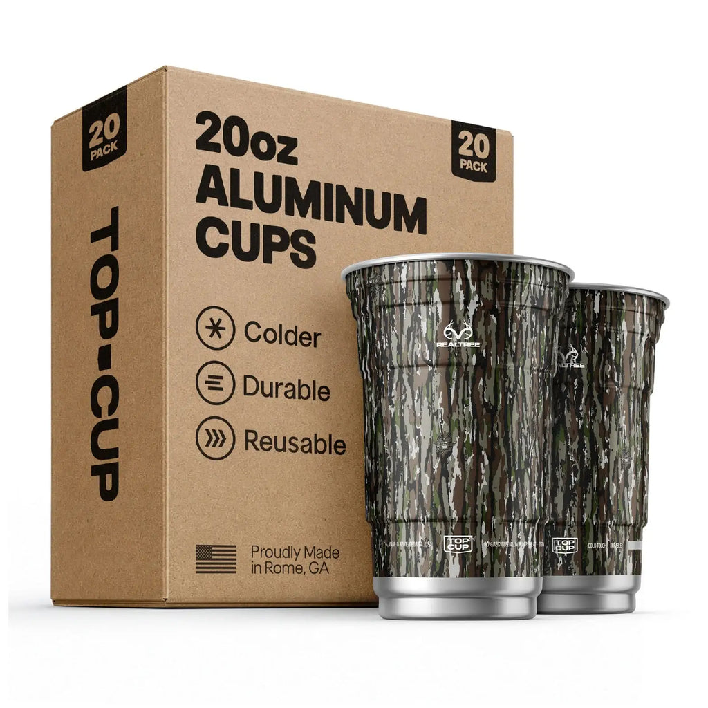 Aluminum Party Cups in Original Camouflage, Reusable 20 oz