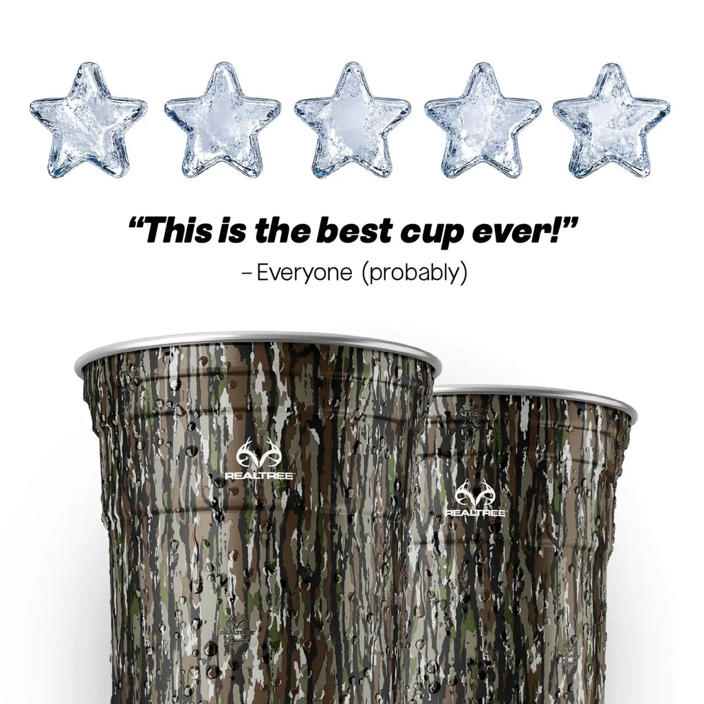 Aluminum Party Cups in Original Camouflage, Reusable 20 oz