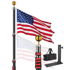 Aluminum Telescoping Flagpole Kit, 20ft-Black
