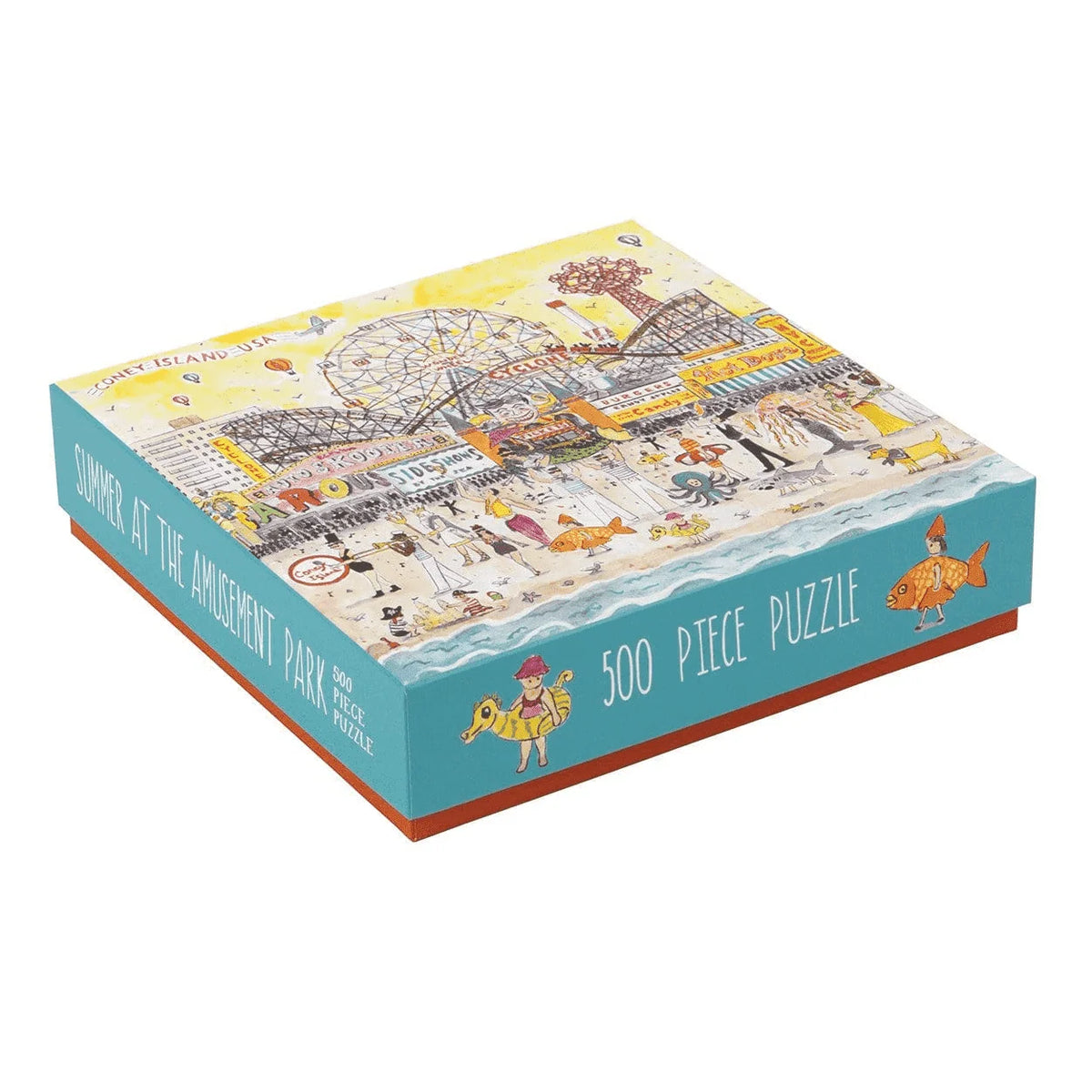 Amusement Park Jigsaw Puzzle, 500 Pieces Featuring Summer Watercolor Artwork in a 20-Inch Square