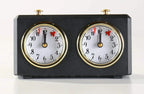 Analog Chess Clock with Wind-Up Operation and Red Time Flags for Club Games and School Chess Sessions — Black