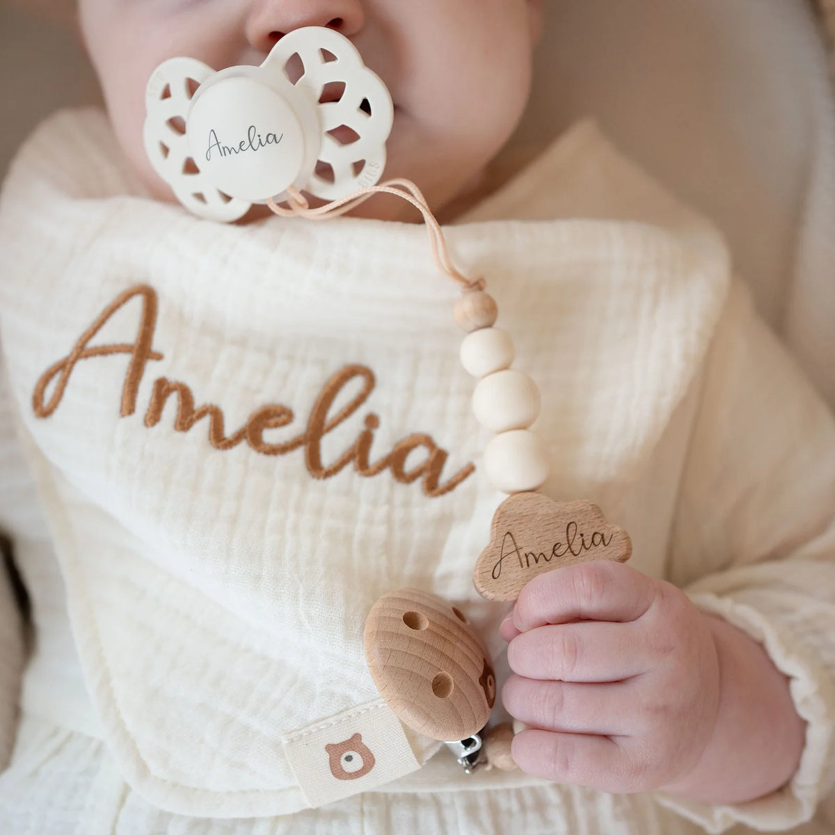 Anatomical Silicone Pacifier with Food-Grade Shield, Personalizable Design and Two Age-Based Sizes for Babies