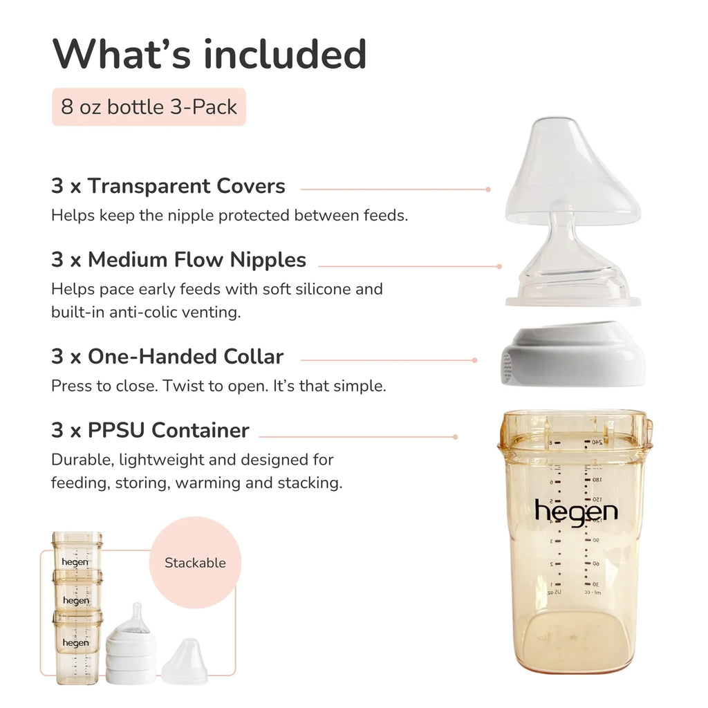 Anti Colic Baby Bottles in White, 240ml/8oz Three-Pack with Medium Flow Nipples for Babies 3+ Months