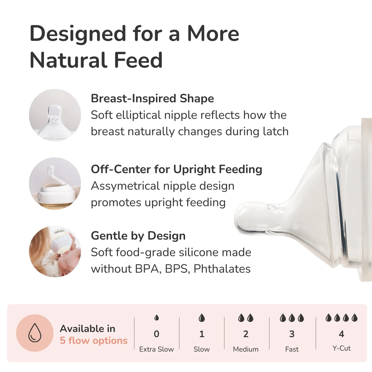 Anti Colic Baby Bottles in White, 240ml/8oz Three-Pack with Medium Flow Nipples for Babies 3+ Months