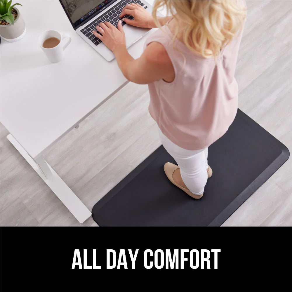 Anti-Fatigue Kitchen Mat with 3/4-Inch Foam Cushioning and a Waterproof Pebbled Top for Standing Comfort