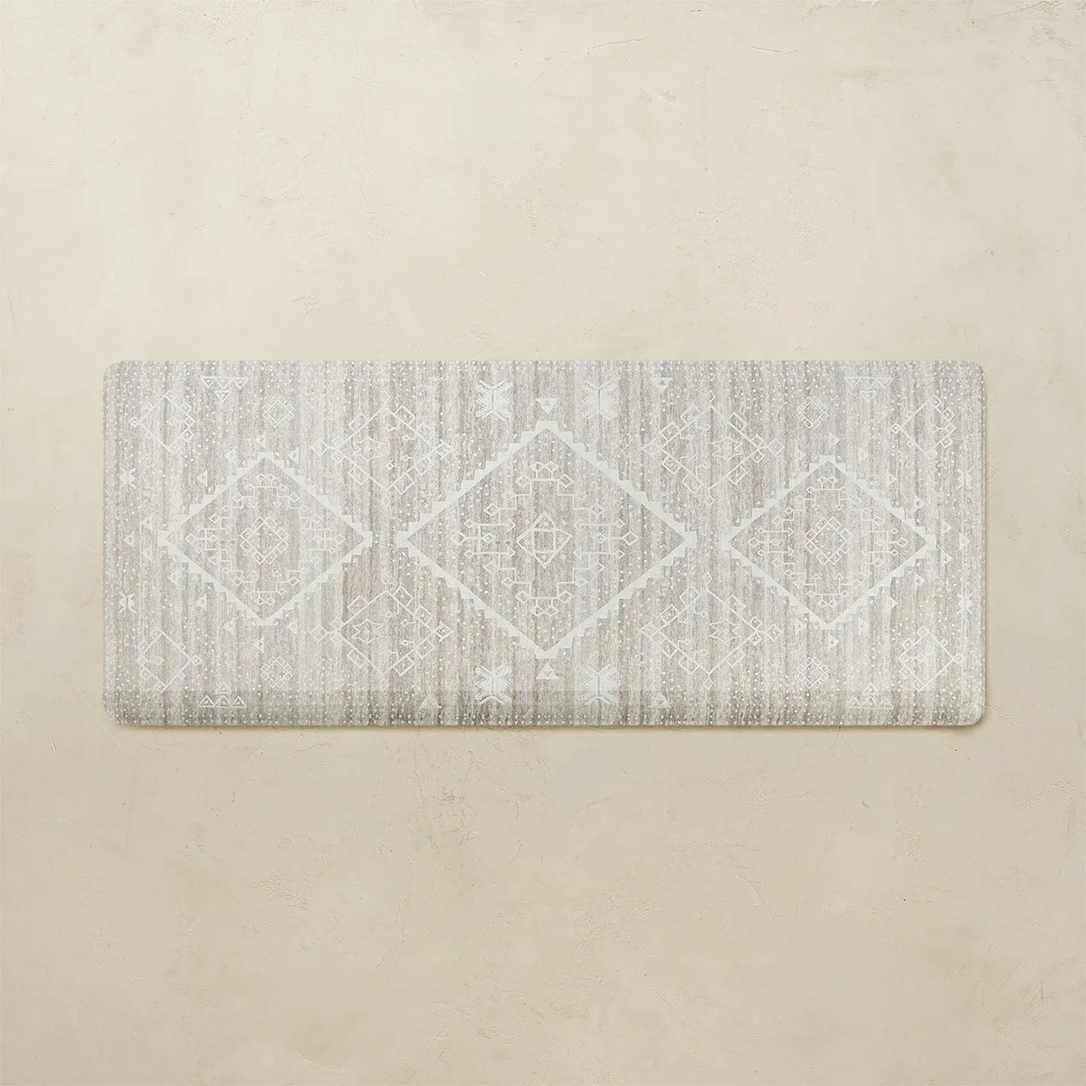 Anti-Fatigue Kitchen Standing Mat with Ergonomic Foam Cushioning and Neutral Moroccan-Inspired Des — Ula in Driftwood / 30x72
