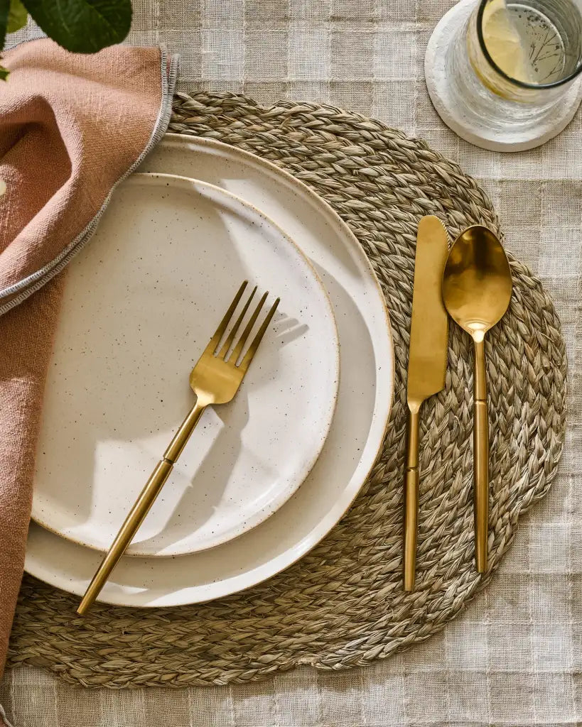 Antique Gold Flatware Set in Stainless Steel, Five