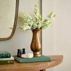 Antiqued Solid Brass Vase with Water-Tight Construction for Fresh Flowers or Standalone Home Display