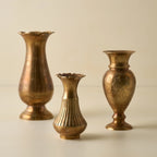 Antiqued Solid Brass Vase with Water-Tight Construction for Fresh Flowers or Standalone Home Display