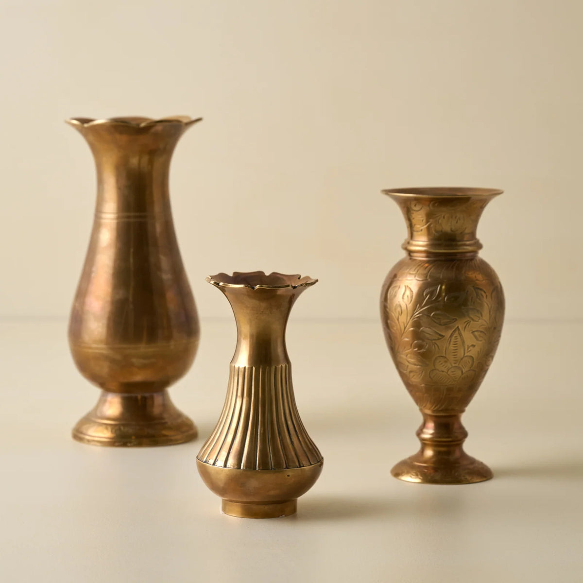 Antiqued Solid Brass Vase with Water-Tight Construction for Fresh Flowers or Standalone Home Display