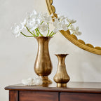 Antiqued Solid Brass Vase with Water-Tight Construction for Fresh Flowers or Standalone Home Display