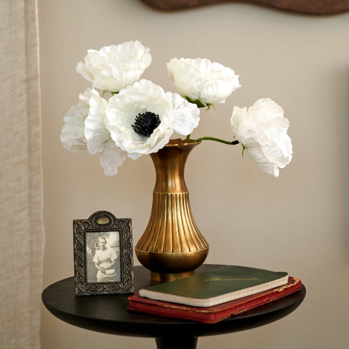 Antiqued Solid Brass Vase with Water-Tight Construction for Fresh Flowers or Standalone Home Display