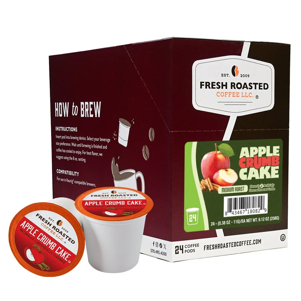 Apple Crumb Cake Coffee Pods with Cinnamon and Buttery Flavor in a Sugar Free Single Serve Blend — 1 x 24 CT