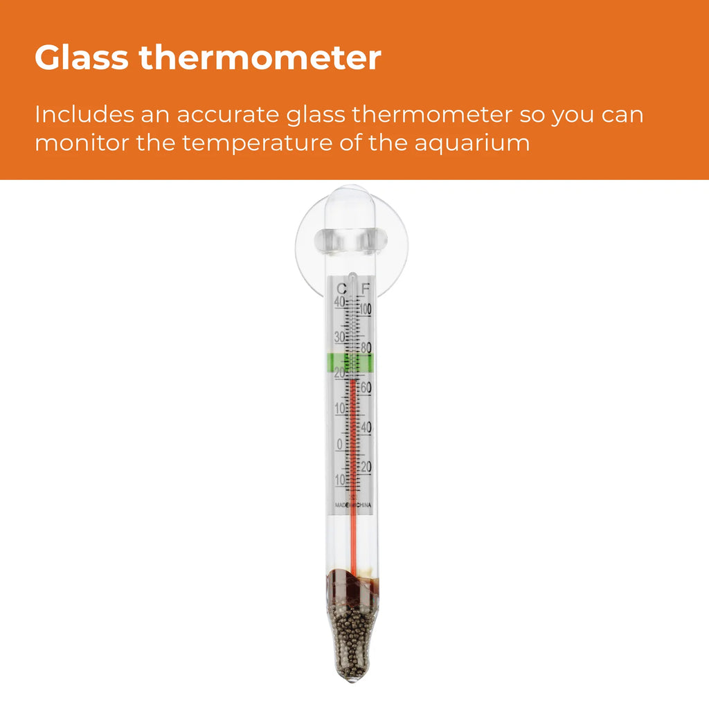 Aquarium Heater Pack with 50-Watt Adjustable Heater, Glass Thermometer and Suction-Cup Stand