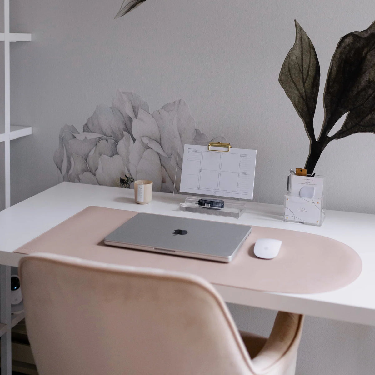 Arch Desk Mat in Milk Tea Vegan Leather for a Minimalist Workspace, Featuring a Water-Resistant Surface — Large