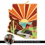 Arizona Bamboo Cutting Board with Colorful Landscape Artwork and a Blank Reverse for Food Preparation